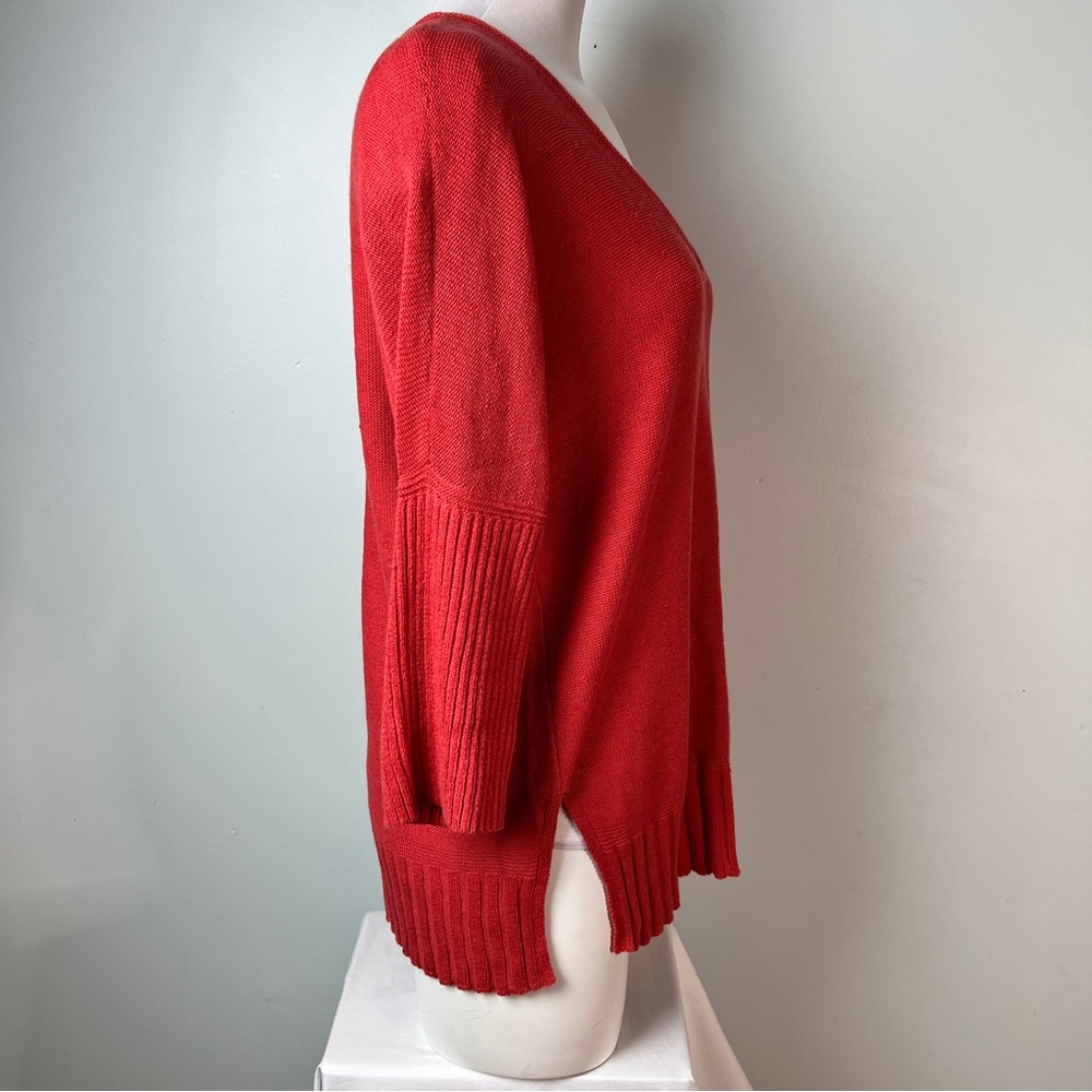 Moth Red Scoop Neck Sweater | Size Medium | Cotton Silk Blend | Anthropologie - Picture 10 of 11